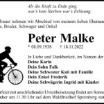 Traueranzeige Peter Malke