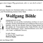 Danksagung Wolfgang Böhle