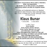 Traueranzeige Klaus Bunar