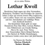 Danksagung Lothar Kwoll