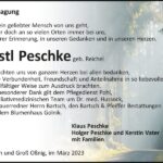 Danksagung Cristl Peschke, geb. Reichel