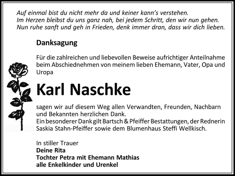 Danksagung Karl Naschke