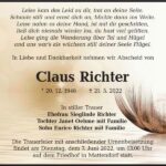 Traueranzeige Claus Richter