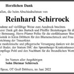 Danksagung Reinhard Schirrock