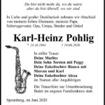 Traueranzeige Karl-Heinz Pohlig