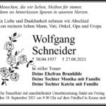 Traueranzeige Wolfgang Schneider