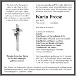 Traueranzeige Karin Freese, geb. Beyer