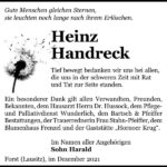 Danksagung Heinz Handreck