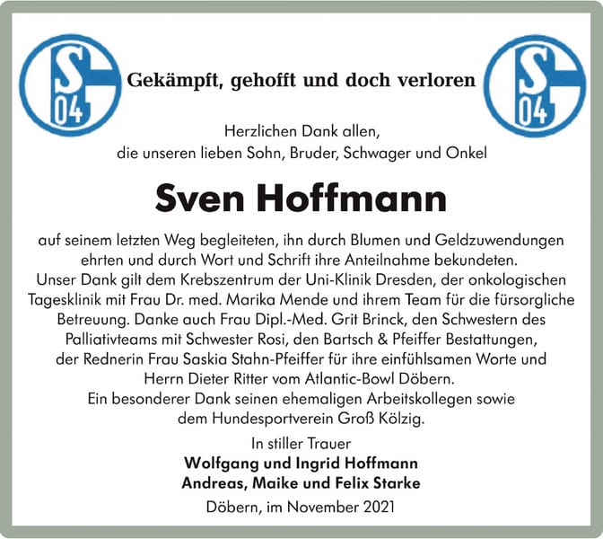 Danksagung Sven Hoffmann