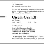 Traueranzeige Gisela Gerndt, geb. Sergon