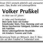 Traueranzeige Volker Prußkel