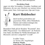Danksagung Kurt Holzbecher