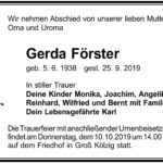 Traueranzeige Gerda Förster