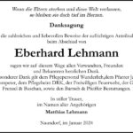 Danksagung Eberhard Lehmann