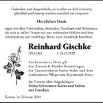 Danksagung Reinhard Gischke
