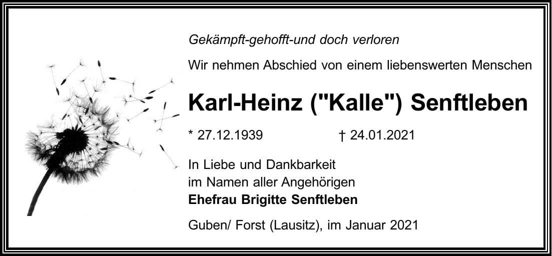 Traueranzeige Karl-Heinz („Kalle“) Senftleben