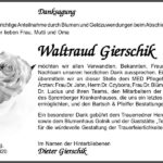 Danksagung Waltraud Gierschik