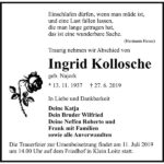Traueranzeige Ingrid Kollosche, geb. Najork