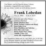 Traueranzeige Frank Lobedan