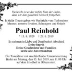 Traueranzeige Paul Reinhold