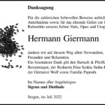 Traueranzeige Hermann Giermann