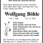 Traueranzeige Wolfgang Böhle