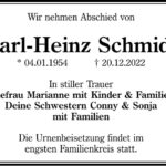 Traueranzeige Karl-Heinz Schmidt