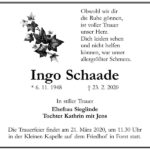 Traueranzeige Ingo Schaade