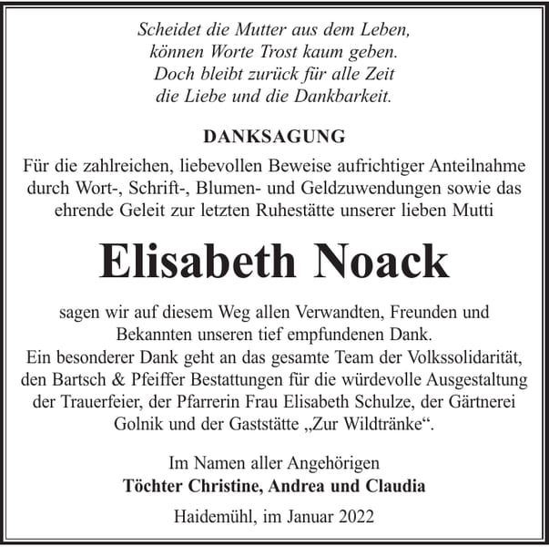 Danksagung Elisabeth Noack