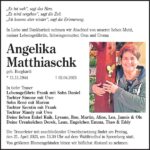 Traueranzeige Angelika Matthiaschk, geb. Burghardt