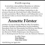 Danksagung Annette Förster