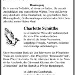Danksagung Charlotte Schüttke