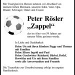 Traueranzeige Peter Rösler