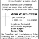 Traueranzeige Anni Wiszniowski, geb. Stellmaszyk