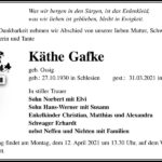 Traueranzeige Käthe Gafke, geb. Ossig