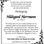 Danksagung Hildegard Herrmann, geb. Metasch