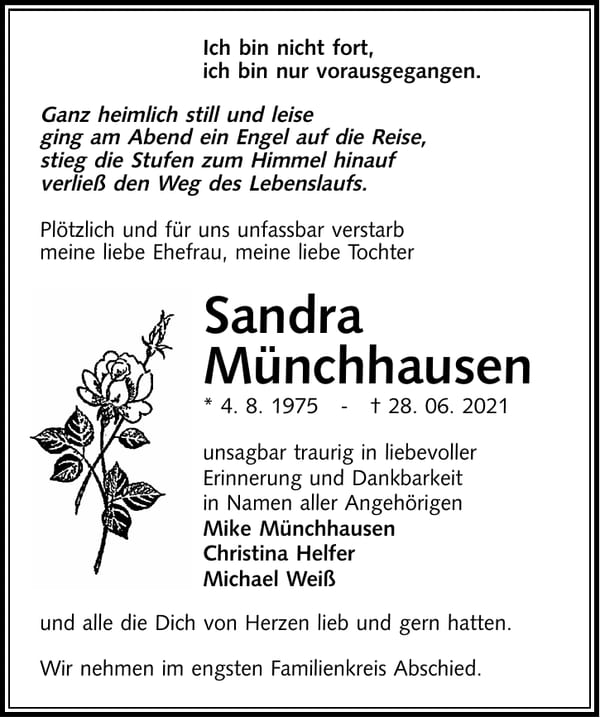 Traueranzeige Sandra Münchhausen