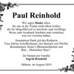 Traueranzeige Paul Reinhold