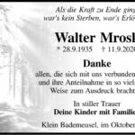 Danksagung Walter Mrosk