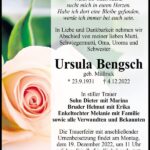 Traueranzeige Ursula Bengsch, geb. Müllrick