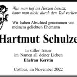 Traueranzeige Hartmut Schulze