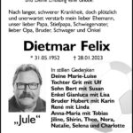 Traueranzeige Dietmar Felix