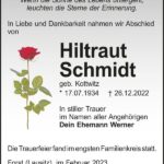Traueranzeige Hiltraut Schmidt, geb. Kottwitz