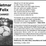 Danksagung Dietmar Felix