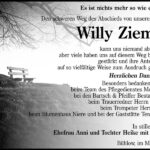 Danksagung Willy Ziemer