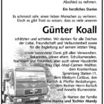 Danksagung Günter Koall