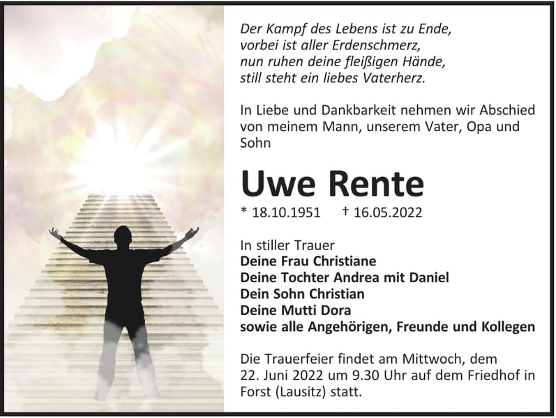 Traueranzeige Uwe Rente