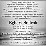 Traueranzeige Egbert Sellesk
