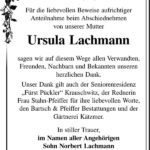 Danksagung Ursula Lachmann