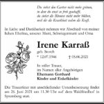 Traueranzeige Irene Karraß, geb. Storch